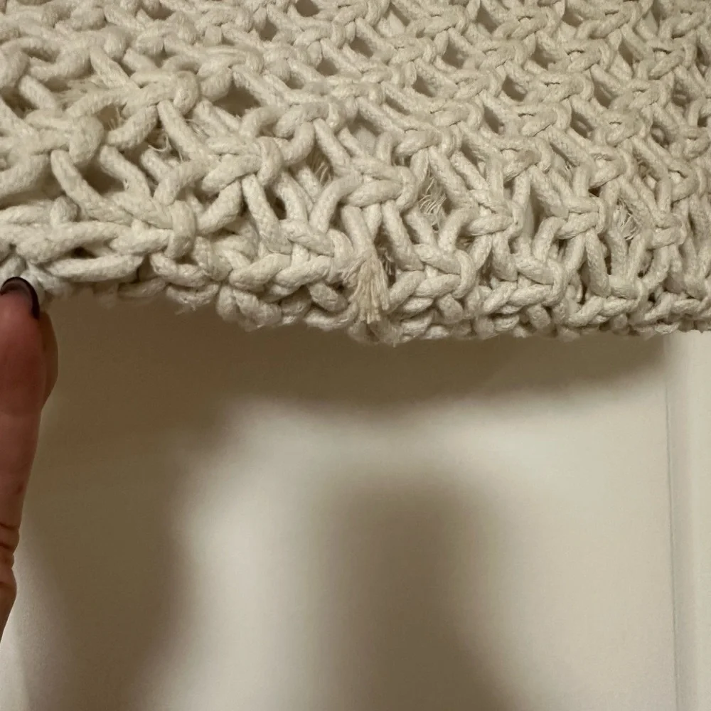 Cream Macramé Tote Bag